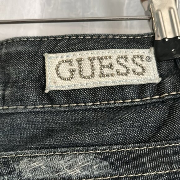 Guess capri distress dark wash jeans with zipper bottom - Picture 5 of 8